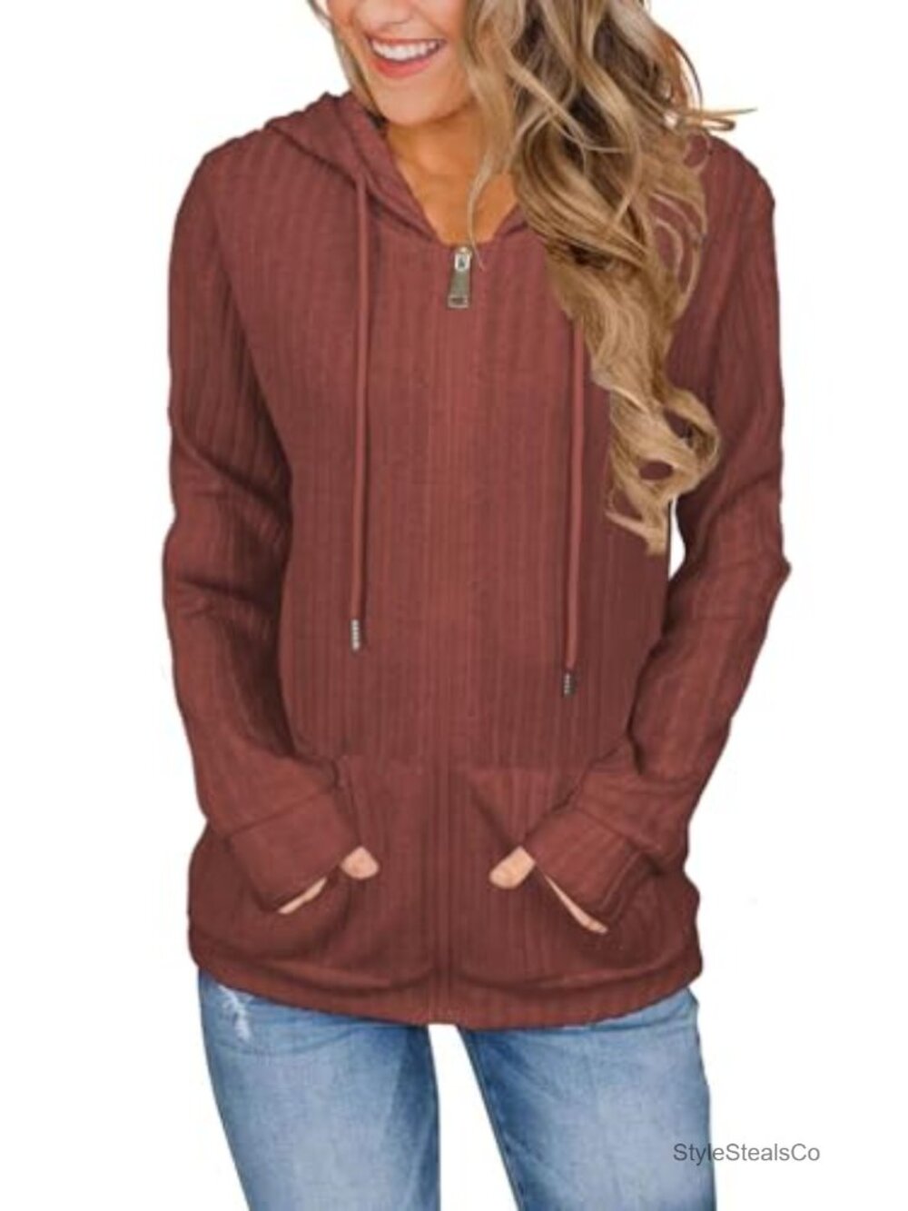 JomeDesign Women's Long Sleeve Full Zip Hoodie Sweatshirt with Pockets
